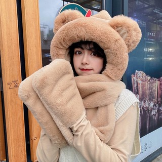 Mũ len lông cừu YAMA nón len kèm khăn quàng nam nữ thời trang giữ ấm đẹp dễ thương