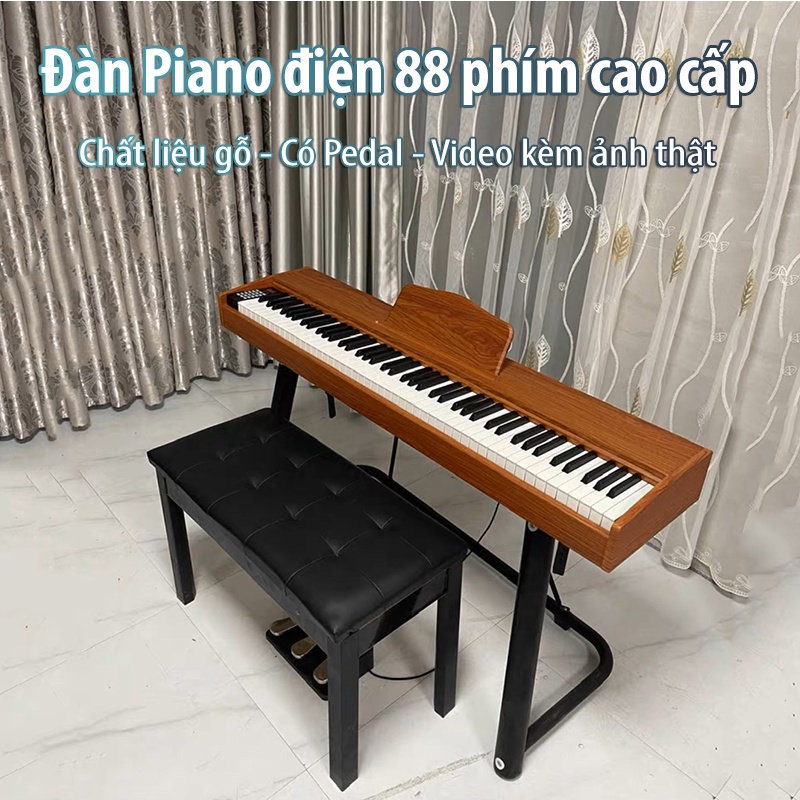 Đàn Piano điện tử gỗ 88 phím tiêu chuẩn Đàn organ gỗ electronic keyboard âm thanh siêu trong có Pedal cho người lớn KL01