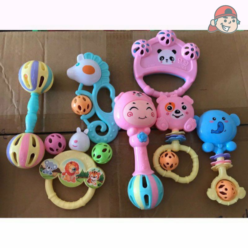 Bộ đồ chơi xúc xắc 7 món hình thú phát tiếng kêu vui nhộn kích thích vận động và giác quan của bé