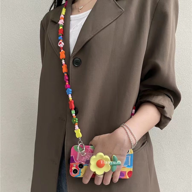 Ốp Điện Thoại Họa Tiết Hoa Có Dây Đeo Cho Huawei 13 12 11 Pro Max