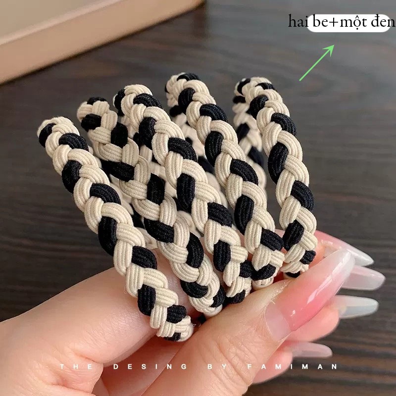 Dây Cột Tóc Thun Đan Sợi Kiêm Vòng Tay Nhiều Màu Sắc Pastel Nữ Tính