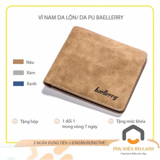 Ví nam Bella925 bóp tiền ví da nam cao cấp chất liệu da lộn tặng kèm hộp và móc khóa gỗ