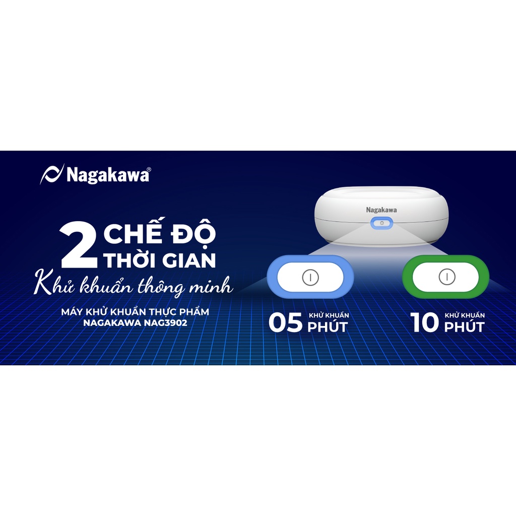 Máy khử khuẩn thực phẩm cầm tay Nagakawa NAG3902 - Công nghệ Hydroxyl - Bảo hành 1 năm