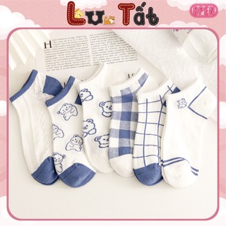 Set 5 đôi tất vớ nữ cổ thấp, tất cổ ngắn hình gấu - mã d1r08