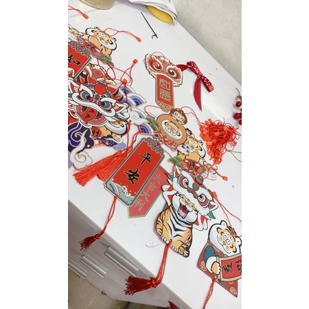 Tag treo trang trí bình đông đào năm mới-trang trí bình hoa