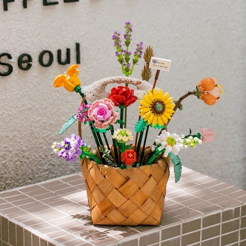 Bộ sản phẩm đồ chơi lắp ráp bó hoa nhiều loài hoa, mô hình bó hoa