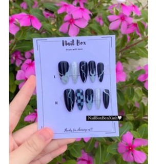 NailBox Móng Úp Thiết Kế Trắng- Đen M03 - size và form móng ib