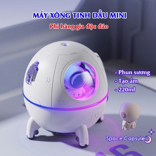 Máy xông tinh dầu mini, tích hợp đèn ngủ, phun sương tạo ẩm PHI HÀNH GIA đôc đáo, đèn led nhiều màu sắc cực đẹp