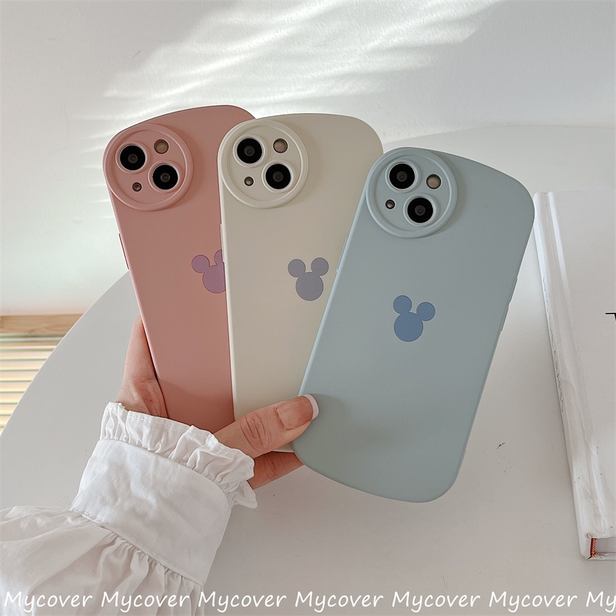 Ốp Điện Thoại Silicon Mềm Mạ Điện Màu Trơn Hình Đầu Chuột Cho iPhone 11 12 13 14 Pro Max X XR Xs Max 7 8 Plus SE 2020