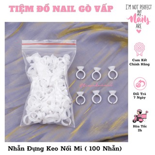 Nhẫn đựng keo nối mi, mực phun xăm túi 100 nhẫn