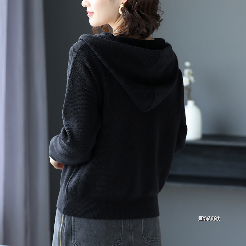 HAQ020 - Áo khoác len nữ có mũ trùm đầu phong cách trẻ trung, phù hợp đi chơi đi làm