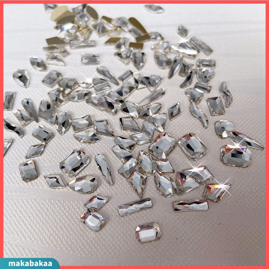 Túi 50 hạt đá quý nhân tạo hình học 3D lấp lánh trang trí móng tay