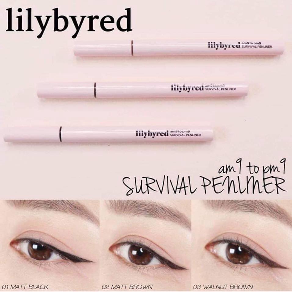 Bút Dạ Kẻ Mắt Nước Lilybyred Siêu Mảnh - Không Trôi am9 to pm9 Survival Pen Liner 0.6g