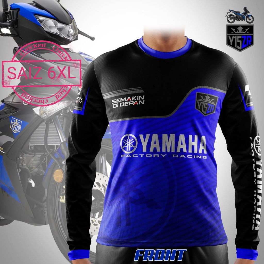 Baju moto, Quần Áo Cưỡi Ngựa y15zr, Áo Thun yamaha Màu Xanh Lam Của Tôi, Áo Thun moto, Áo Thun Dài Tay Màu Xanh Lam yamaha