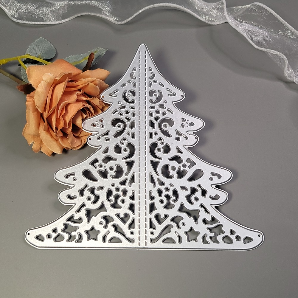 ❥ ❈ Cây Giáng Sinh Cắt Kim Loại Chết Giấy Dập Nổi Giấy Thêu Sò Thiệp Chúc Mừng Thủ Công DIY Cắt Chết