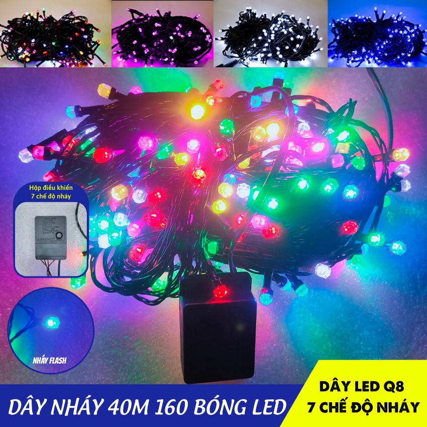 Dây đèn led trang trí nhiều màu 40m bóng to Q8 SHOPNHATPHONG