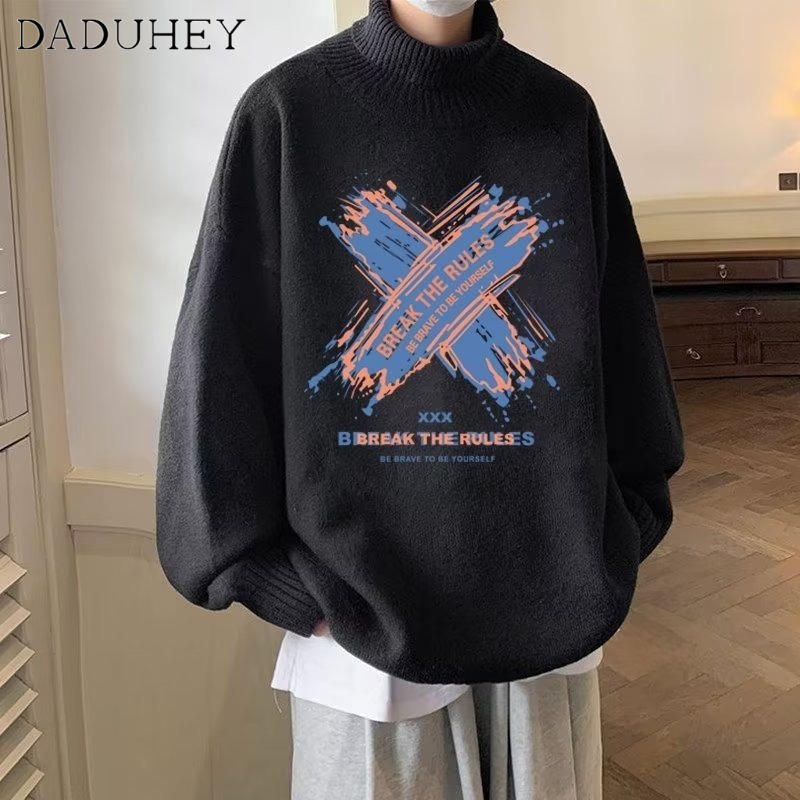 DaDuHey Men's Korean-Style Fashionable Loose Sweater Ins Hong Kong Style Autumn Fashionable Thickened Sweater