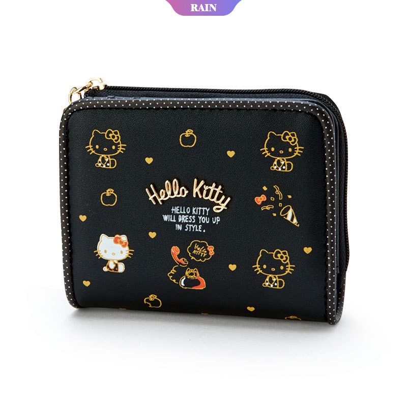 Sanrio Ví Da Pu Gập Có Khóa Kéo Đựng Tiền Xu In Hình Anime Hello Kitty My Melody Kuromi Cinnamoroll Đáng Yêu Cho Nữ [RAIN]