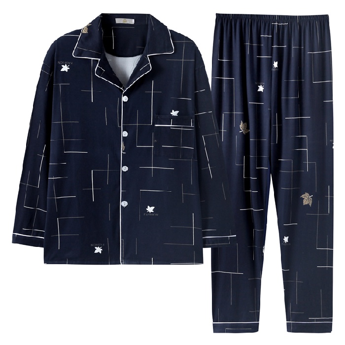 Bộ Đồ Ngủ Cotton Tay Dài Thời Trang Hàn Quốc Dành Cho Nam