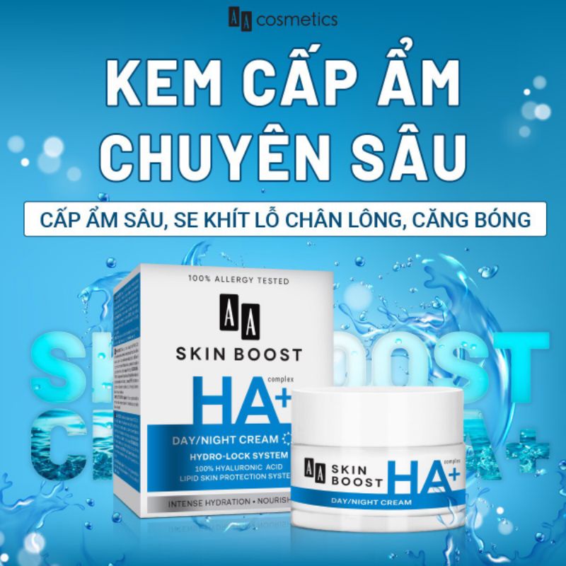 Kem Dưỡng Ẩm HA+ AA Cosmetics Skin Boost HA+ Giúp Cấp Ẩm,Se Khít lcl,Mịn Da.hũ 50g