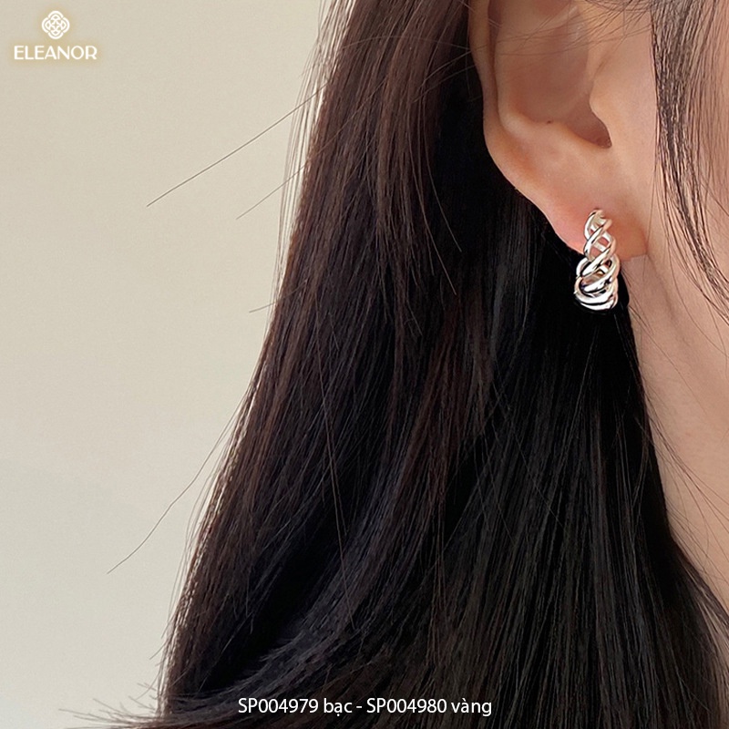 Bông tai nữ Eleanor Accessories hình chữ C thiết kế dạng xoắn phụ kiện trang sức 4979