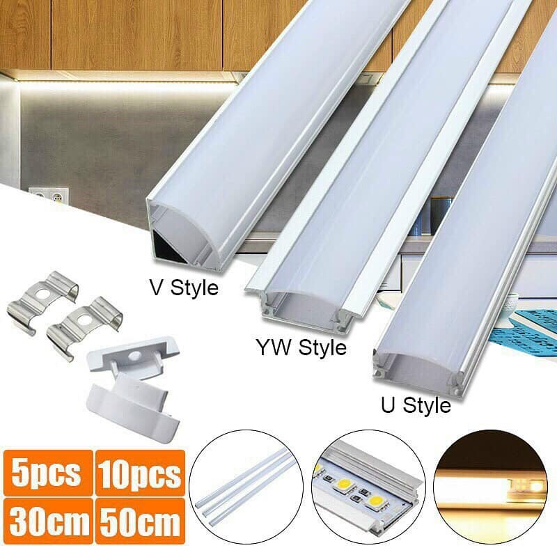 Thanh Nhôm Định Hình Dùng Cho Led Dán Nội Thất ( Thanh Dài 50Cm - 1M) Đã Kèm Đầu Bịt