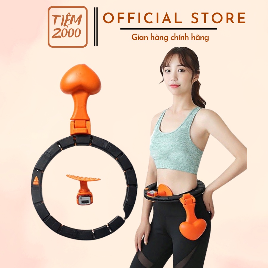 Vòng lắc eo giảm mỡ bụng Hula Hoop tập thể hình tại nhà, có đồng hồ đếm, hiển thị vòng quay điều chỉnh kích thước