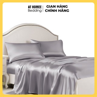 XẢ KHO - DUY NHẤT HÔM NAY - (LOẠI 1) - Drap Giường Ga Giường Lẻ Phi Lụa Thương hiệu AT HOME Mát Mịn - Xám ghi