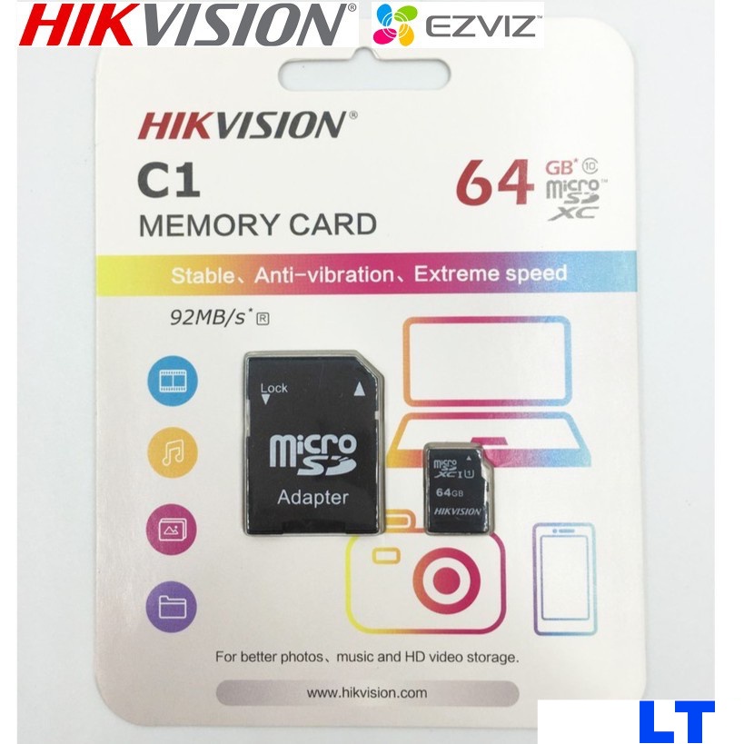 Thẻ Nhớ HIKVISION MicroSDHC 32GB/64GB/Kèm Adapter 92MB/S -BH 60 Tháng 1 đổi 1 -Chính Hãng | BigBuy360 - bigbuy360.vn