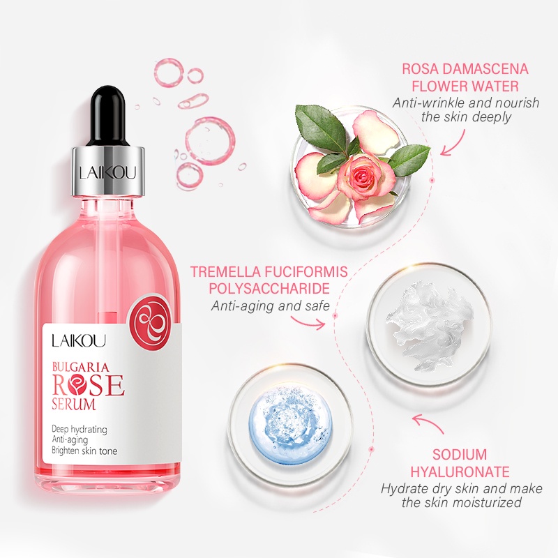 Serum Hoa Hồng LAIKOU 100ml Dưỡng Ẩm Nuôi Dưỡng Làm Sáng Tông Màu Da