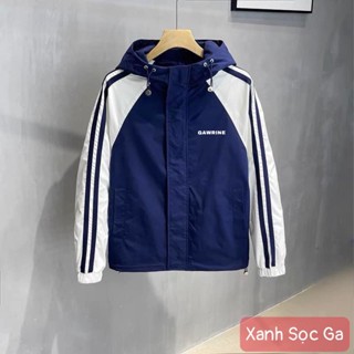 Mã Số AKD XANHSOCGA Áo Gió Nam chất liệu dù gió 2 lớp chuẩn ftrom dáng chuẩn size như hình màu xanh phối 3 sọc tay có mũ