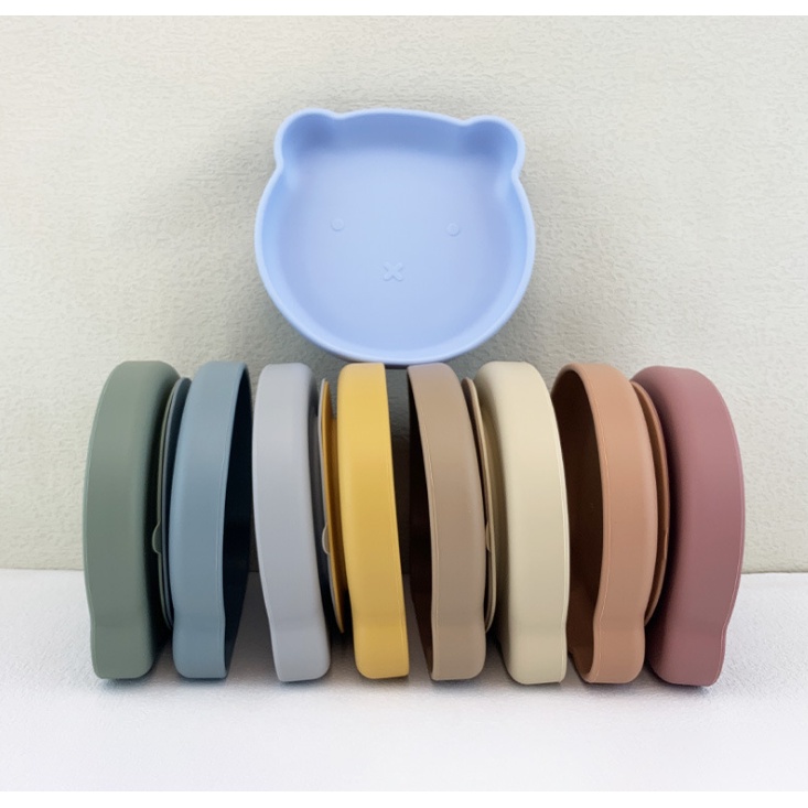 Khay Ăn Dặm Silicon Hình Gấu Shopmegold1, Khay Ăn Dặm Silicon Có Đế Hít Chống Trơn Trượt Chất Liệu Siêu Bền Cho Bé