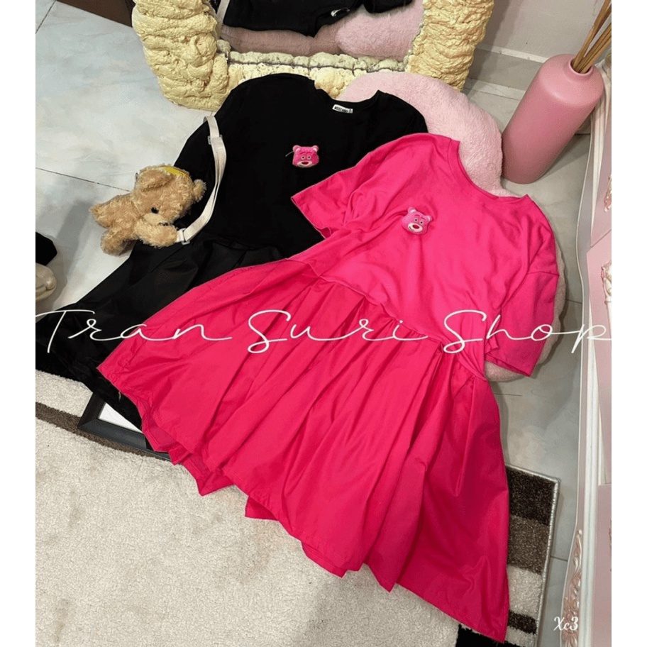 ĐẦM LỤA HÀN KÈM GẤU CHIẾC ĐẦM VỚI KIỂU DÁNG ĐÁNG YÊU KHÔNG HỀ KÉN DÁNG UP