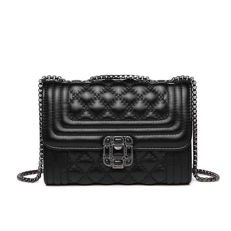 Túi Đeo Chéo Màu Đen Đính Kim Cương Giả Cao Cấp Thời Trang Dành Cho Nữ