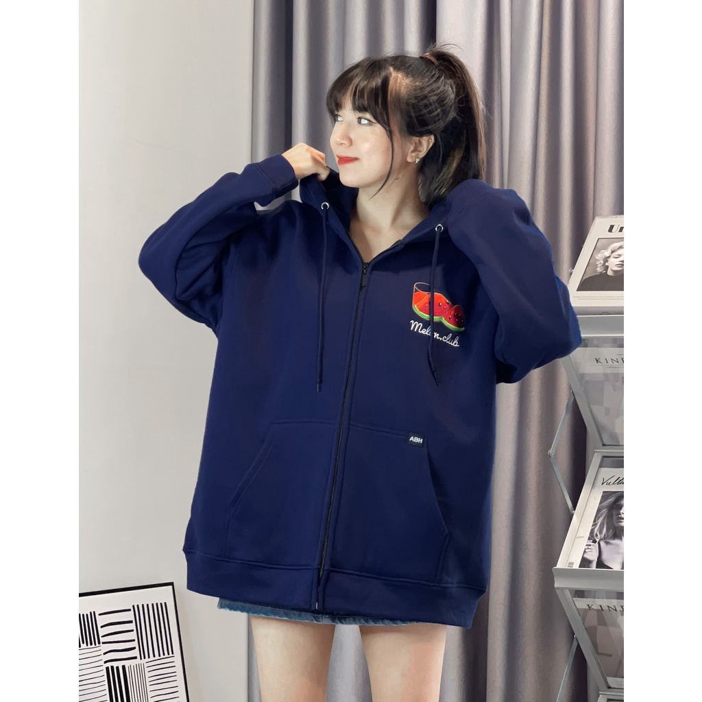 Áo khoác Hoodiezip MELON CLUB nỉ bông 2 lớp dày dặn