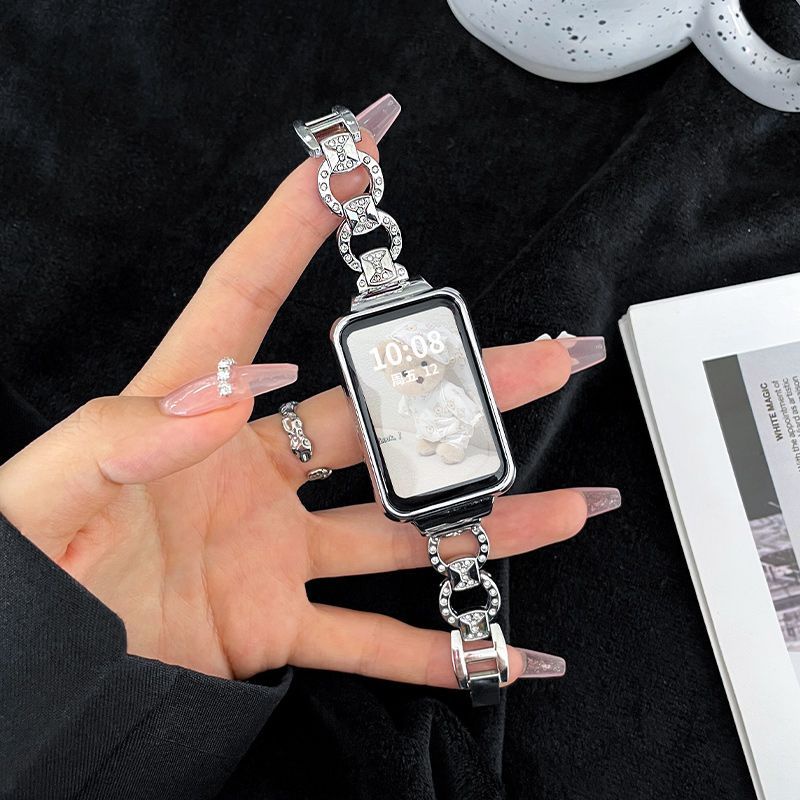 Dây Đeo Thay Thế Bằng Kim Loại + Vỏ Kim Loại Màu Bạc Cho Đồng Hồ OPPO Watch Free / OPPO Band 2