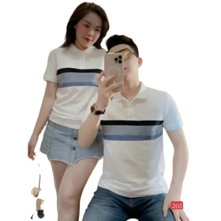 Áo thun polo cặp đôi nam nữ thêu gấu chất thun cá sấu cao cấp mềm mịn co giãn thoáng mát - ATC6 - Giá 1 áo