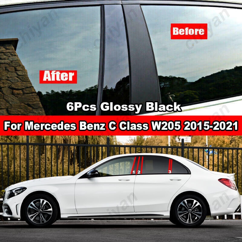 Set 6 Viền Dán Cột Cửa Sổ Xe Hơi Bằng Sợi Carbon Cho Mercedes Benz C Class Sedan W205 C160 C180 C200 C250 C300 C180d C200d C220d C250d 2015-2021