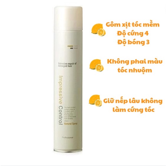 Gôm Xịt Tóc Mềm Tạo Kiểu Tóc Welcos Mugens Impressive Natural Spray 300ml- Làm mềm, giữ nếp tự nhiên