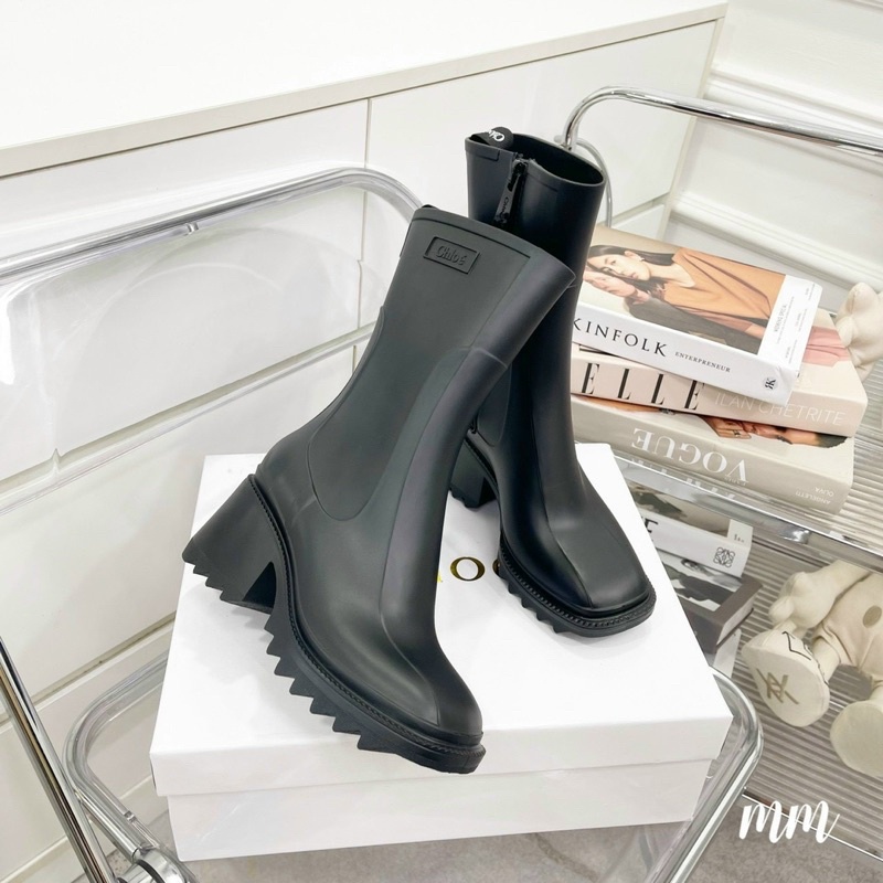 Boot chloe cổ cao đế răng cưa mũi vuông cao cấp