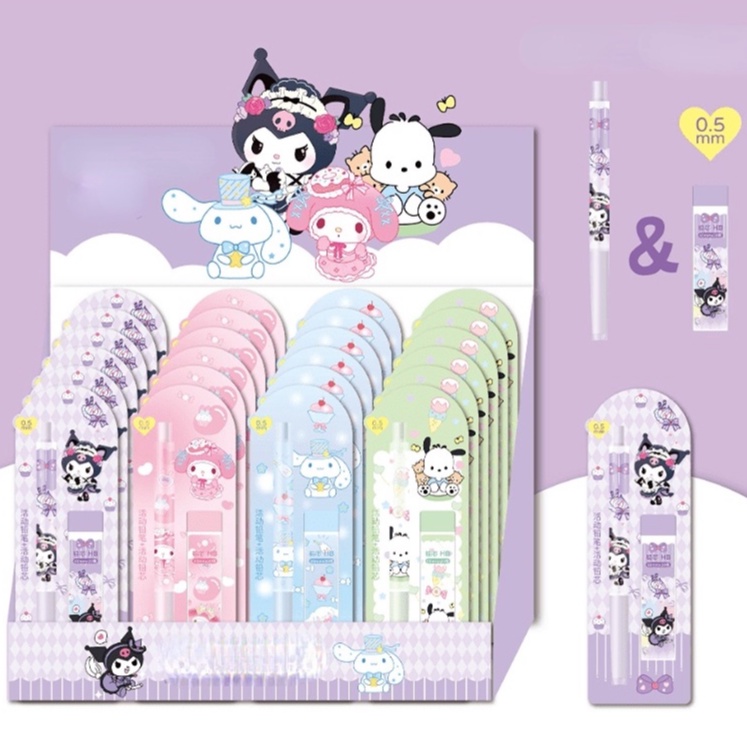 Nhật Bản dễ thương Sanrio Jelly màu bút chì thiết lập kuromi bút chì tự động cuộn quế 0,5mm nhấn bút chì pochacoo giai điệu tự động bút chì sinh viên văn phòng phẩm quà tặng