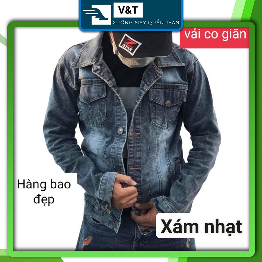 Áo khoác vải Jean cotton nhập khẩu vải dày dặn, co giãn, phong cách trẻ trung, khỏe khoắn - Xám ĐẬM