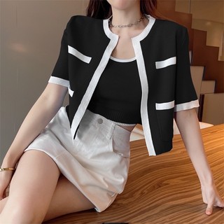 Set 2 món áo khoác phối viền cọc tay