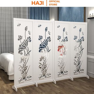 Vách ngăn bình phong hoa sen HAJI nhựa PVC dày dặn chống nước tuyệt đối D489 (Ship từ 2 tấm)