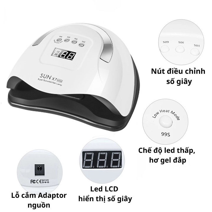 Máy hong hơ hấp sấy làm khô sơn Gel móng tay chân- phụ kiện làm Nail mini chính hãng Sun X7, X5 MAX có bảo hành