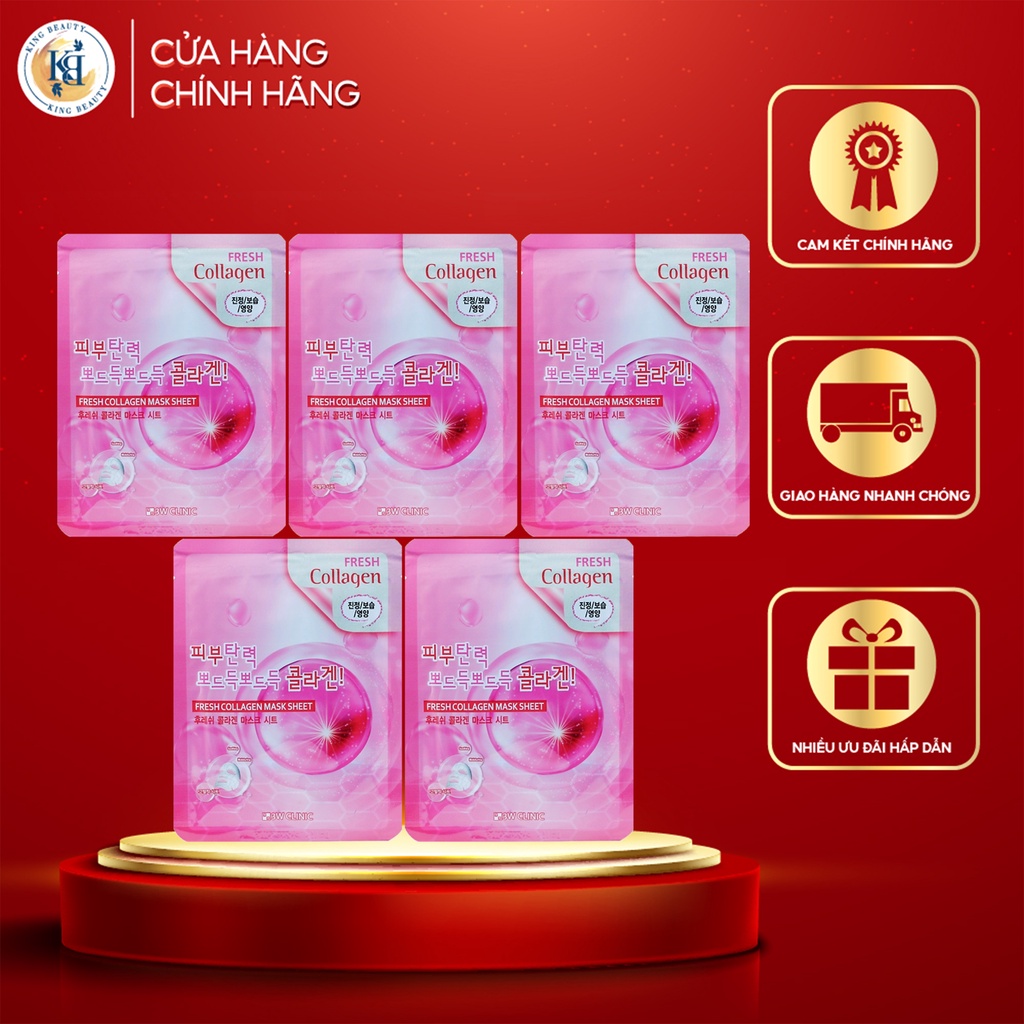 Combo 5 Mặt nạ Dưỡng Da Collagen 3W Clinic Fresh Mask Sheet 23ml x 5