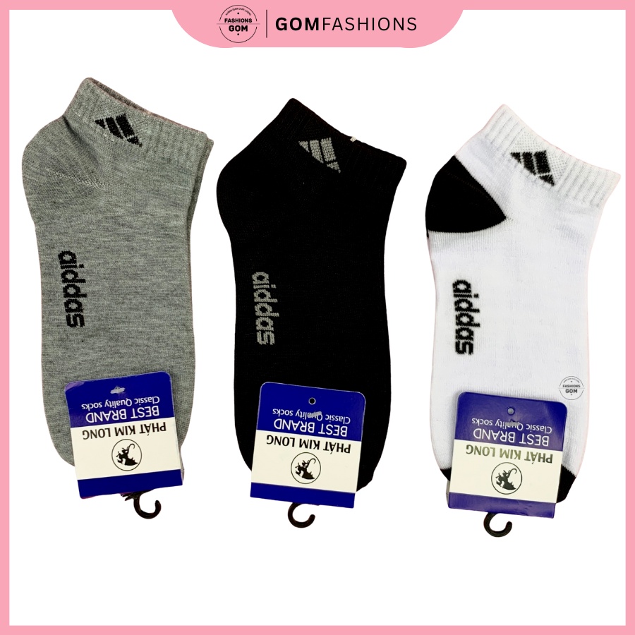 Tất cổ ngắn nam nữ, Vớ ngắn Aiddas vải Cotton dày vừa, chất liệu cotton thoáng mát khử mùi