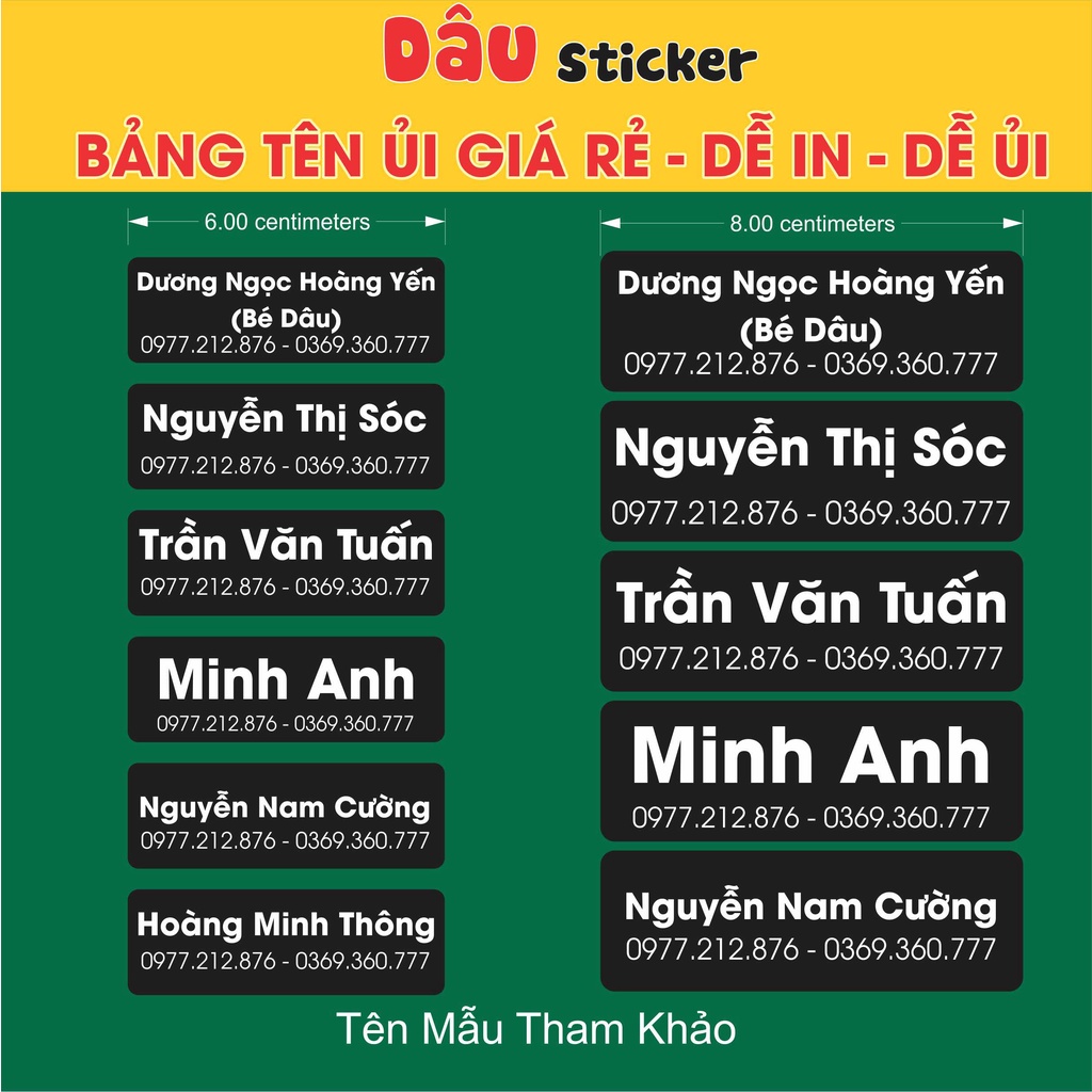 Làm Bảng Tên Ủi Mẫu đơn giản - giá rẻ - dễ in - dễ ủi - Bảng tên Vuông