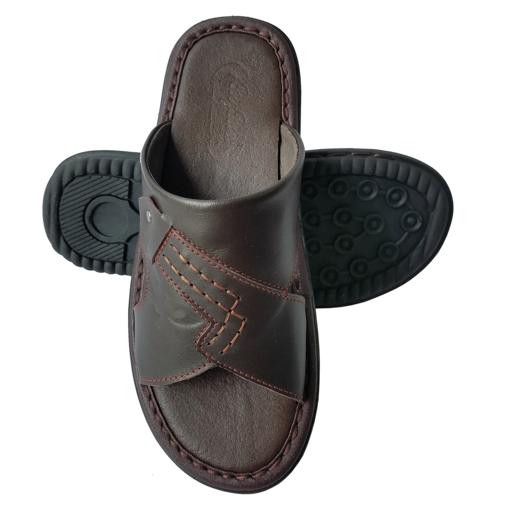 Dép Nam BIGBEN Da Bò Thật May Đế Cao Cấp DN346