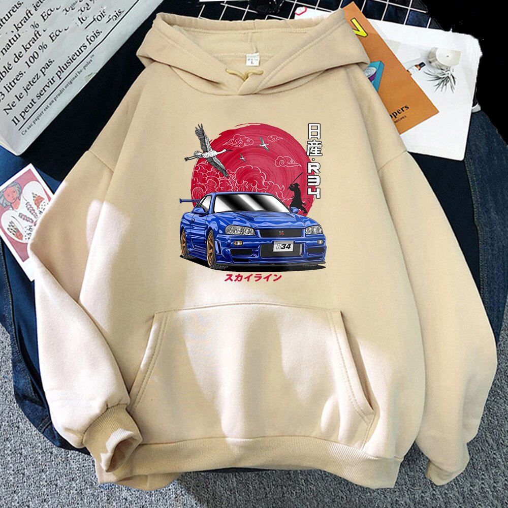 Áo hoodie In Hình anime Nhật Bản d Cho jdm car skyline gtr r34